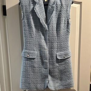 Maeve Light Blue Tweed Mini Dress